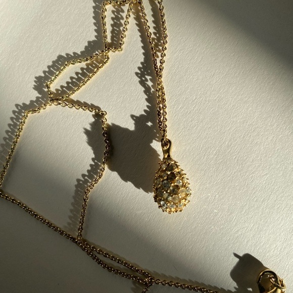 Swarovski gold tone crystal ball necklace - Picture 5 of 11